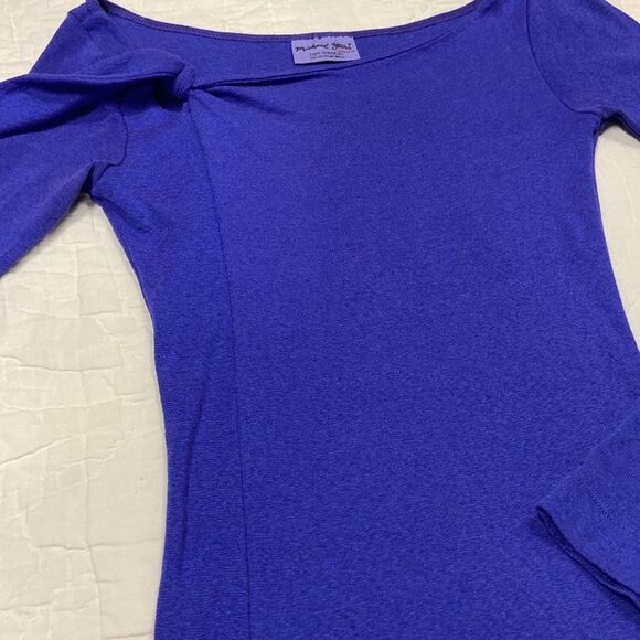 Michael Stars Vibrant Purple Tie Scoop Neck Shirt - Picture 4 of 8